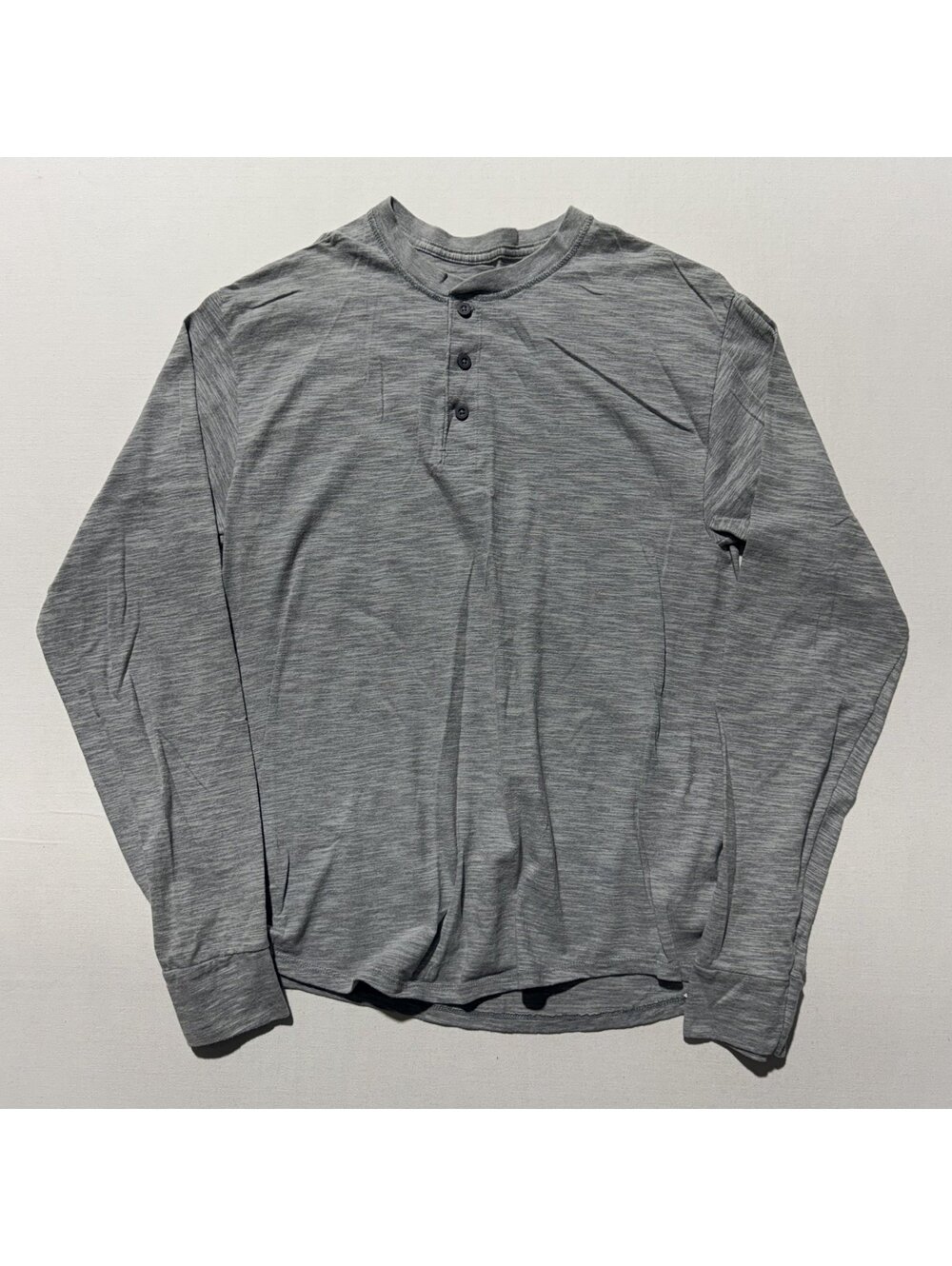 Hanes X-Temp Gray Long Sleeve Henley Shirt Basic
